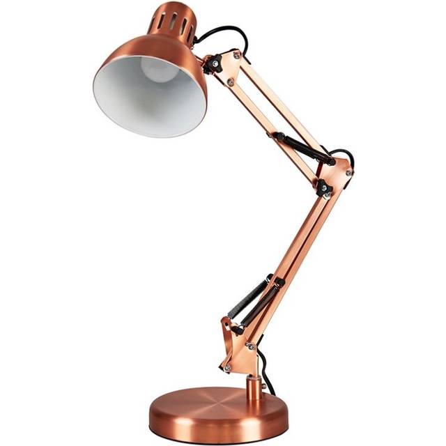 Retro Designer Style Adjustable Brushed Copper Metal Bedside Desk Table Lamp - Complete with a 4w LED Golfball Bulb [3000K Warm White]