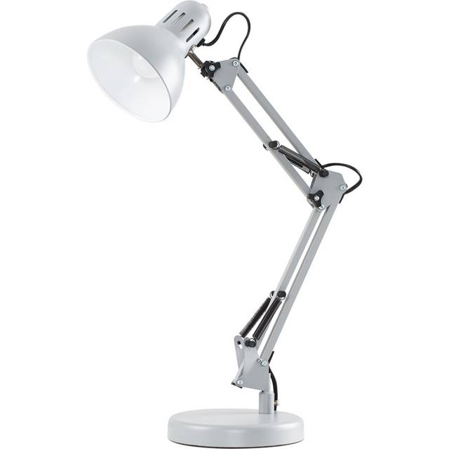 Retro Designer Style Adjustable Grey Metal Bedside Desk Table Lamp - Complete with a 4w LED Golfball Bulb [3000K Warm White]