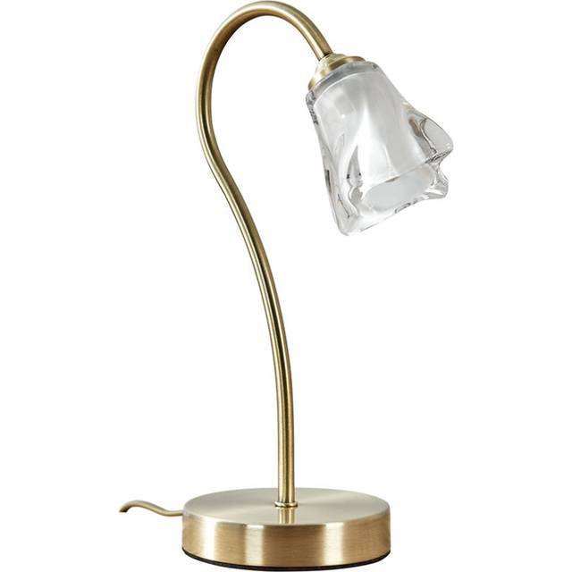 Minisun - Antique Brass & Decorative Glass Swan Neck Touch Bedside Table Lamp With 3w led Dimmable G9 Bulb 6000K Cool White