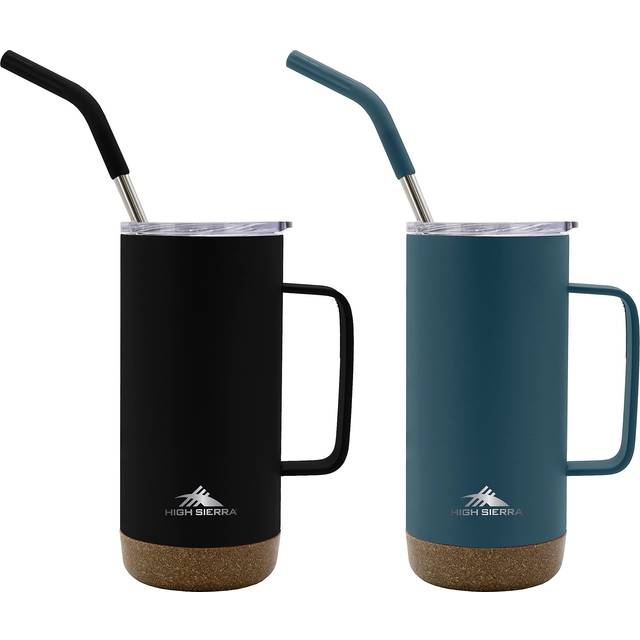 High Sierra  2 Pack 16 oz Insulated Tumbler with Lid and Straw  Stainless steel Double Wall Travel Mug  Great for Iced Coffee