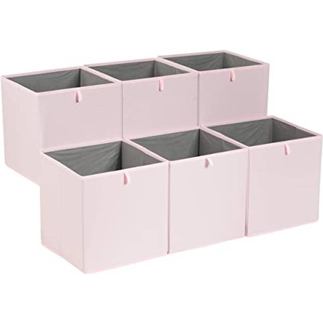 "Amazon Basics Cube Organizer Bins  Collapsible Storage Baskets for Shelves  Peony Pink  Pack of 6  13x15x13"""""""""