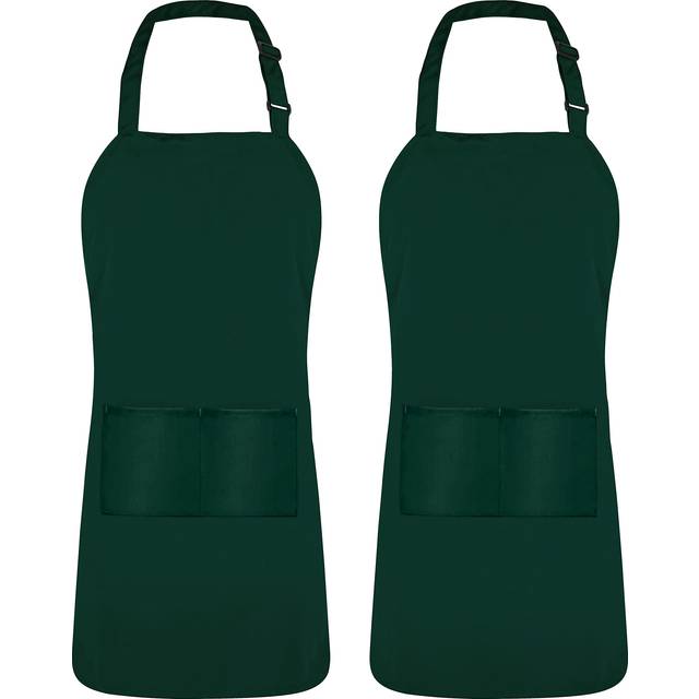 Utopia Kitchen 2 Pack Bib Apron  Adjustable with 2 Pockets  Water and Oil Resistant  Cooking Kitchen Chef Apron for Women Men