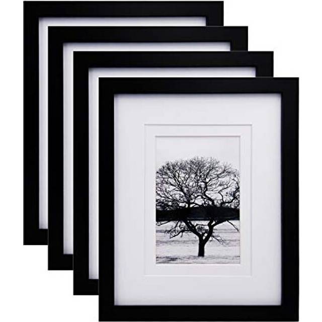 Egofine 8x10 Picture Frames 4 PCS  Made of Solid Wood Display 4x6 and 5x7 with Mat Covered by Plexiglass  for Table Top Display and Wall Mounting  pho