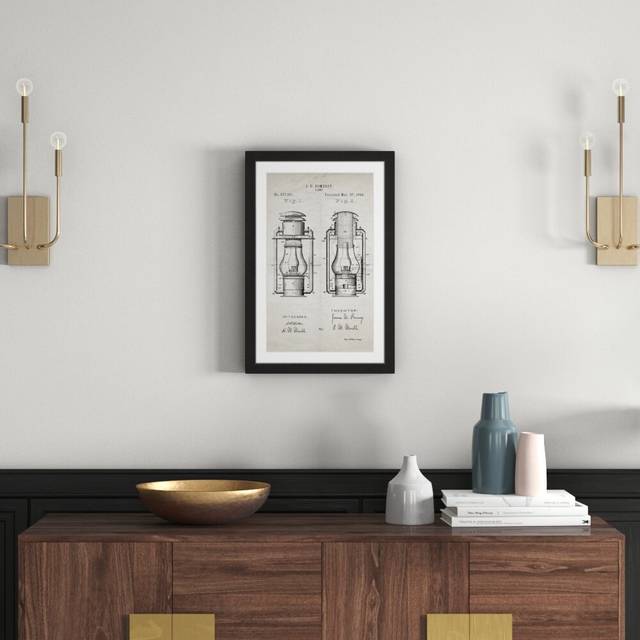 'Lantern 1894 Old Paper' by Steve King Framed Graphic Art (61cm H x 41cm W x 3.81cm D)