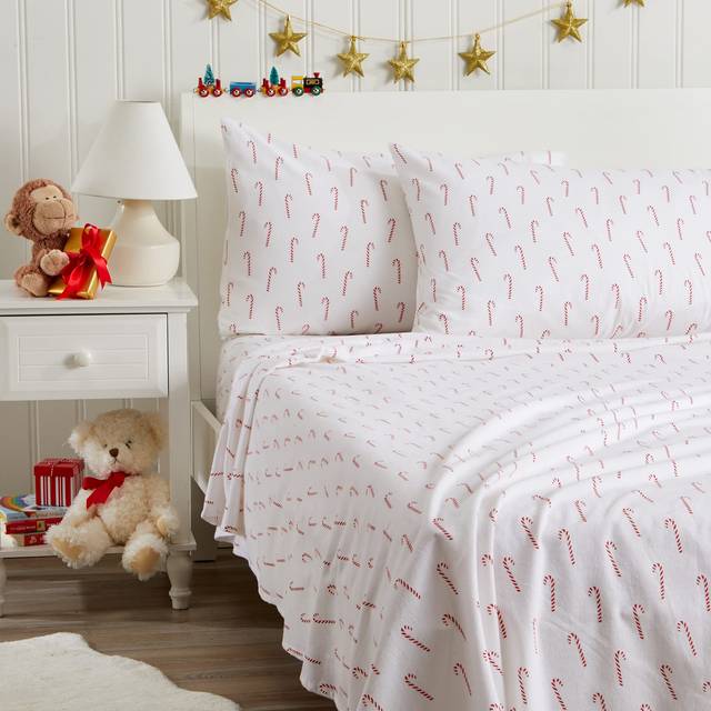 Great Bay Home 4 Piece 100% Turkish Cotton Full Holiday Flannel Sheet Set | Cotton Christmas Bedding Sheets & Pillowcases | Warm  Double-Brushed Bed S