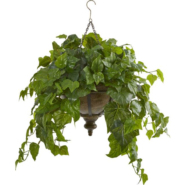 34 London Ivy Artificial Plant in Hanging Bowl (Real Touch)