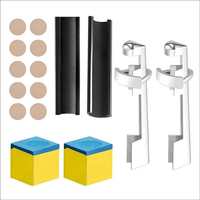 18 Pcs Pool Cue Repair Kit Include 2 Cue Clamp 10 Pool Cue Tips Billiard Cue Tips Shaper Chalk Squa