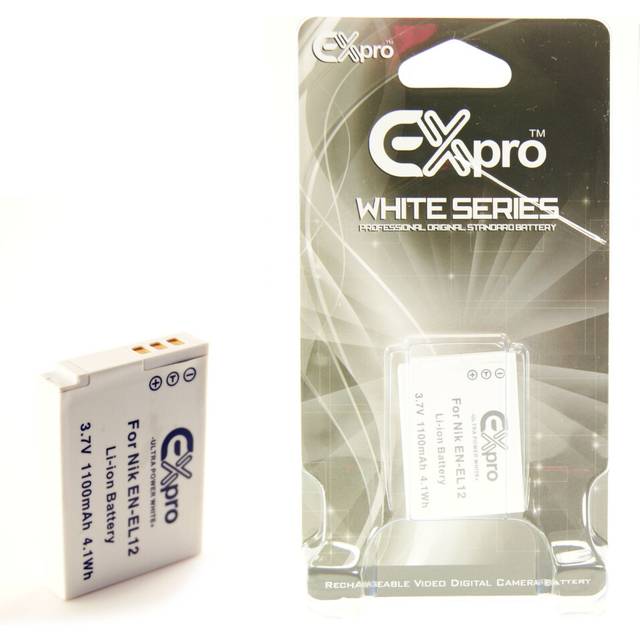 Ex-Pro White Replacement Battery EN-EL12 ENEL12 for Nikon CoolPix Cameras