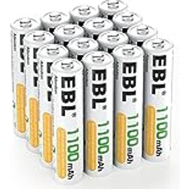 EBL AAA batteri 1100mAh 16 stycken – typ NI-MH, 1,2 V AAA laddningsbara batterier med batterilådor, mikro AAA batterier