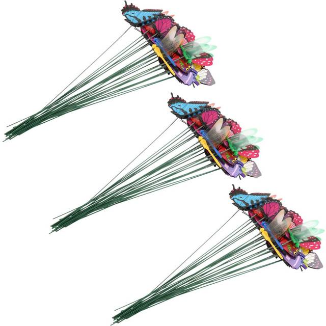 60 Pieces Garden Butterflies Stakes and 4 Pieces Dragonflies Stakes Garden Ornaments, Totally 24 Pieces