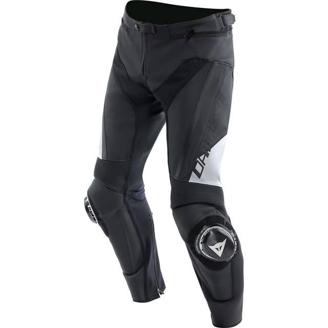 Dainese Delta 4 Motorcycle Leather Pants, black-white, Size 48 for Men