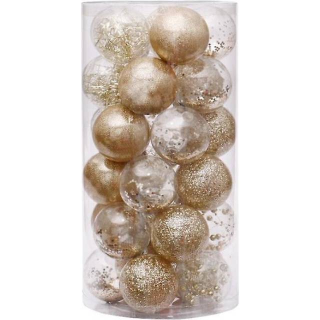 Shatterproof Clear Plastic Christmas Ball Ornaments Decorative Xmas Balls Baubles Set With Stuffed Delicate Decorations (24counts)