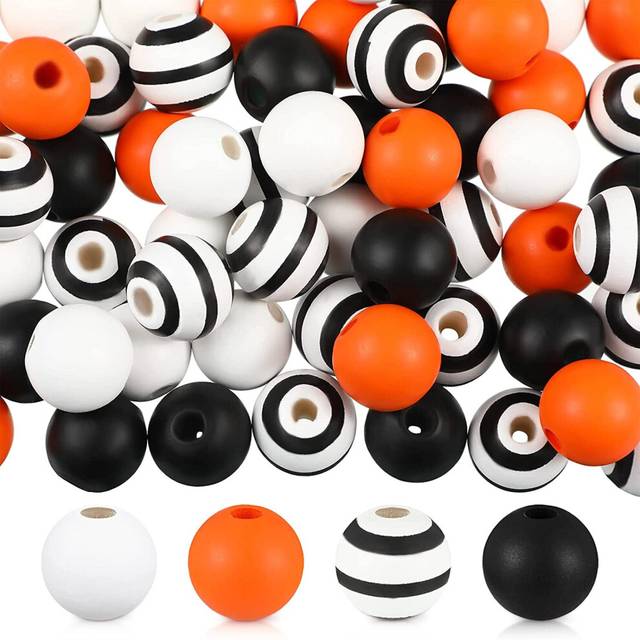 160 Pcs Wood Bead for Craft Rustic Farmhouse Beads Natural Wooden Handmade Spacer Boho Bead for Garlands DIY