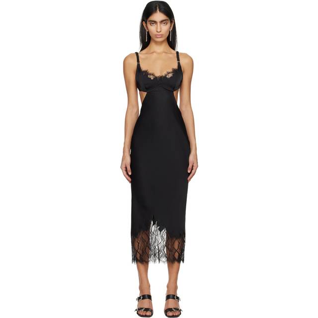 Dion Lee Black Sweetheart Neck Midi Dress - Black/Black - AU 14