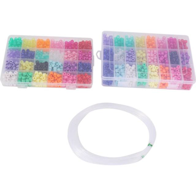 Beads, 1,900 Pcs 9mm Beads Set in 24 Colors with Elastic String for Bracelet Jewelry Making
