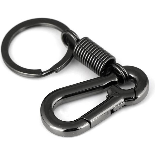 Sturdy carabiner key chain key ring polished key chain spring key chain business waist key chain, black