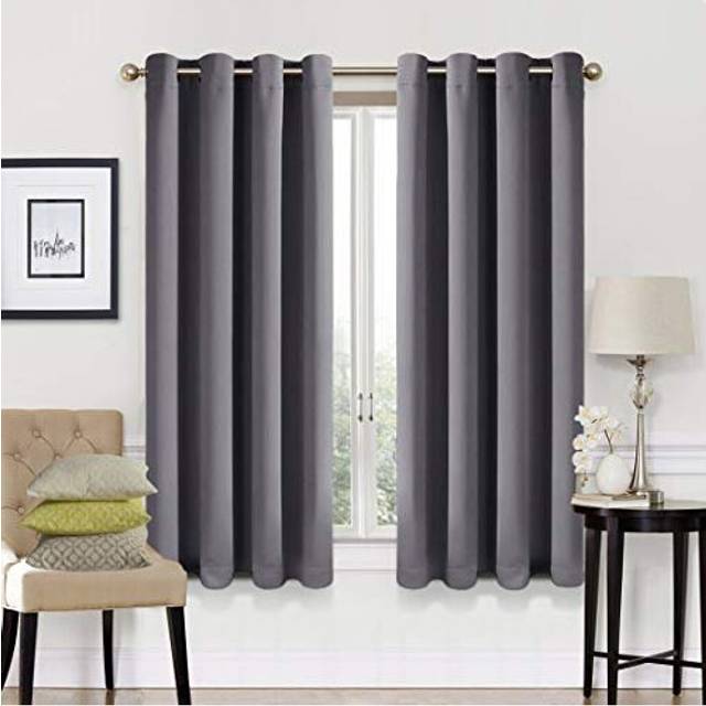 Blackout Curtains 2 Panels Set Thermal Insulated Window Treatment Solid Eyelet Darkening Curtain for Living Room Bedroom Nursery,Dark Grey,6