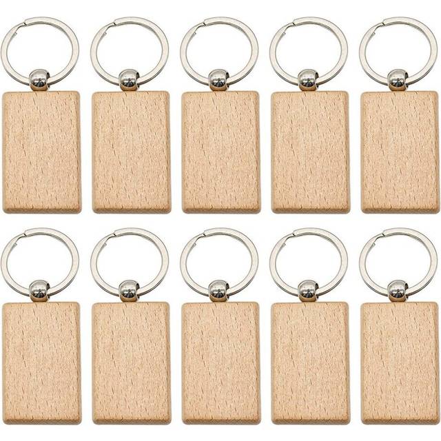 10Pcs Blank Wooden Key Chain Wood Keychain Key Ring Key Tags or Best