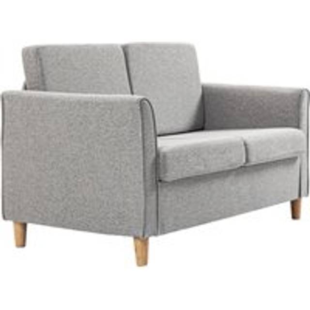 Homcom Compact Loveseat Sofa, Modern 2 Seater Sofa For Living Room With Wood Legs And Armrests, Light Grey