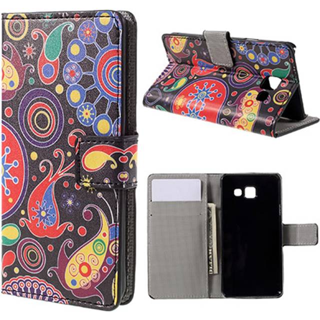 Moberg Läder Plånboksfodral med Stativ för Samsung Galaxy A3 SM-A310F (2016) - Paisley Blommor