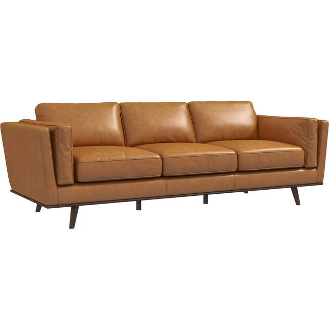 Anne Klein Women's Cardano Cognac Tan 89" Genuine Leather Sofa size 32”H x 89”W x 37”D