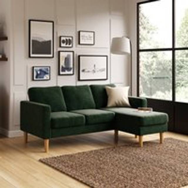 Jacob Corduroy Small Corner Chaise Sofa - Jacob Cord Bottle Green