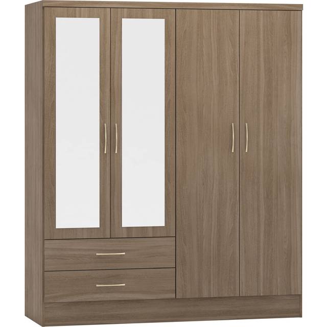 Cascio 4 Door Wardrobe - Rustic Oak (182.5cm H X 154cm W X 52cm D)