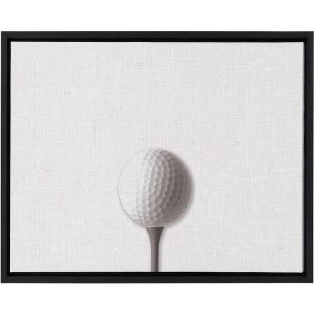 DesignOvation Sylvie Horizontal Golf Ball Portrait Framed Canvas Wall Art  18x24 Black  Sporty Wall Decor for Home