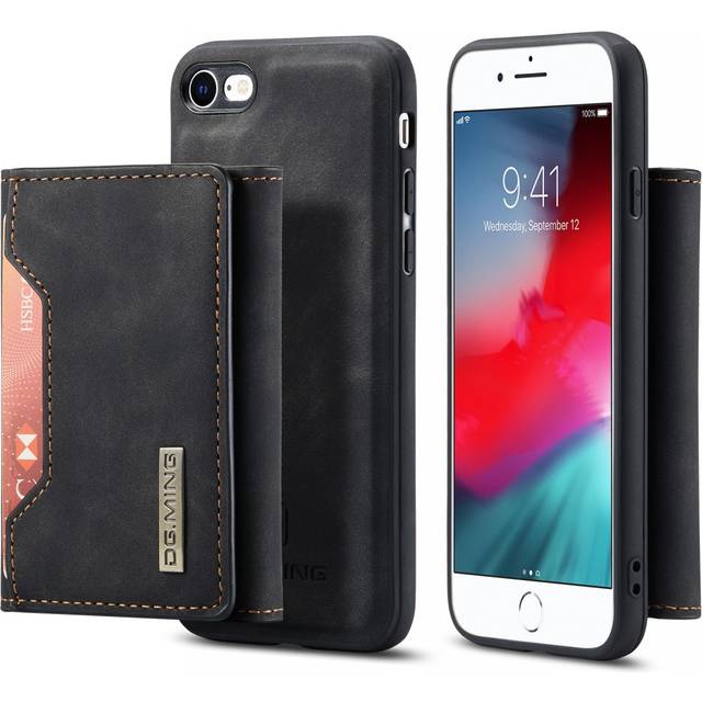 iPhone 7/8/SE 2020 Skal DG.MING Magnetic Tri-fold Wallet Med Kickstand - Svart
