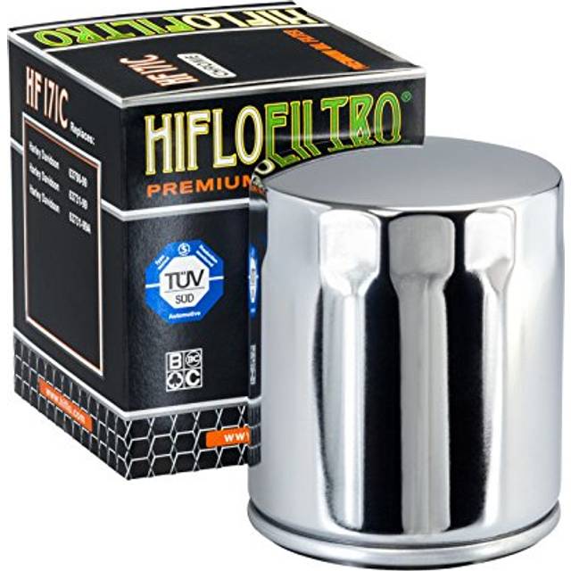 HIFLO Oil Filter HF171C Chrome - Compatible with Harley Davidson - Rep