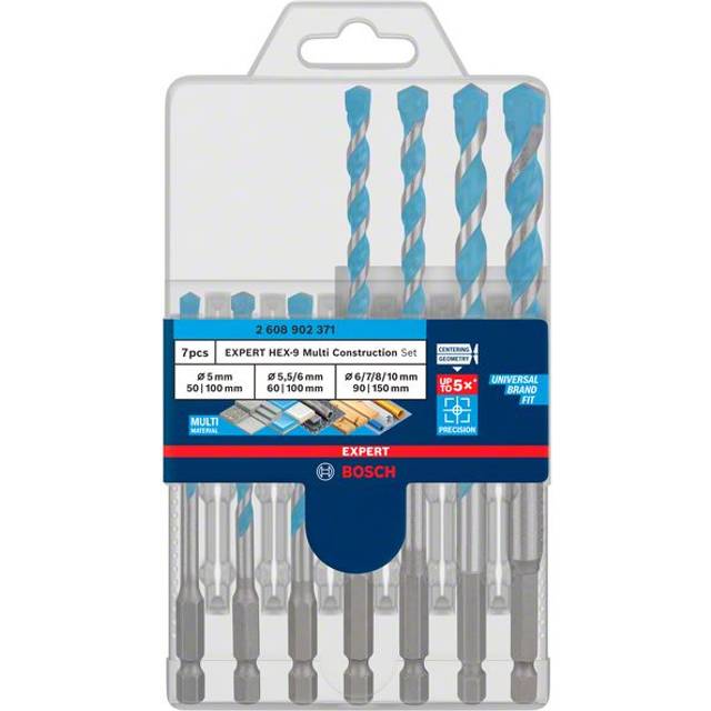 Bosch expert hex-9 multi construction drill bit set 5/5.5/6/7/8/10 2608902371