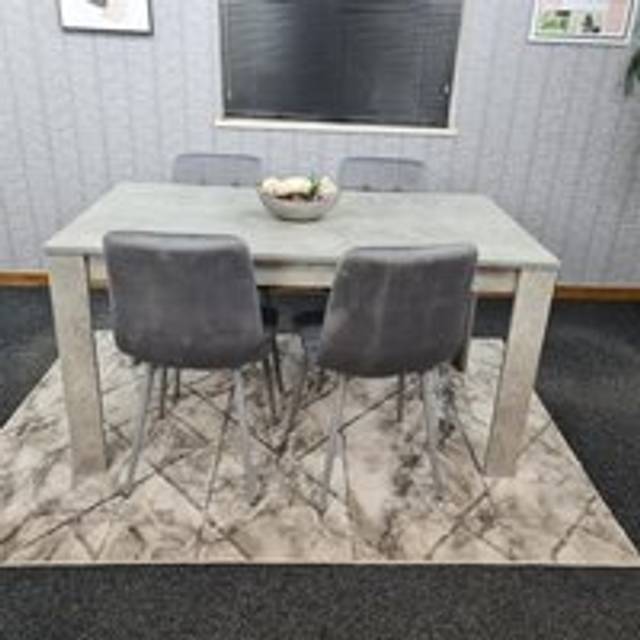 Kosy Koala Dining Table And 4 Chairs Stone Grey Effect Wood Table 4 Grey Velvet Chairs Dining Room, Multi