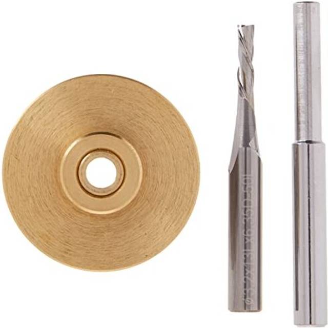 71333 Router Bits Solid Brass Inlay Kit | For 1/4 Templates for High RPM Routing | Includes 1/8 Carbide Router Bit/Cutter + 1/4 Shank, Universal