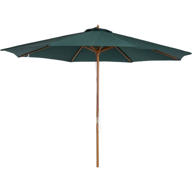 Outsunny Wooden Garden Parasol with Rope Pulley Mechanism and 8 Ribs Dark Green | TJ Hughes