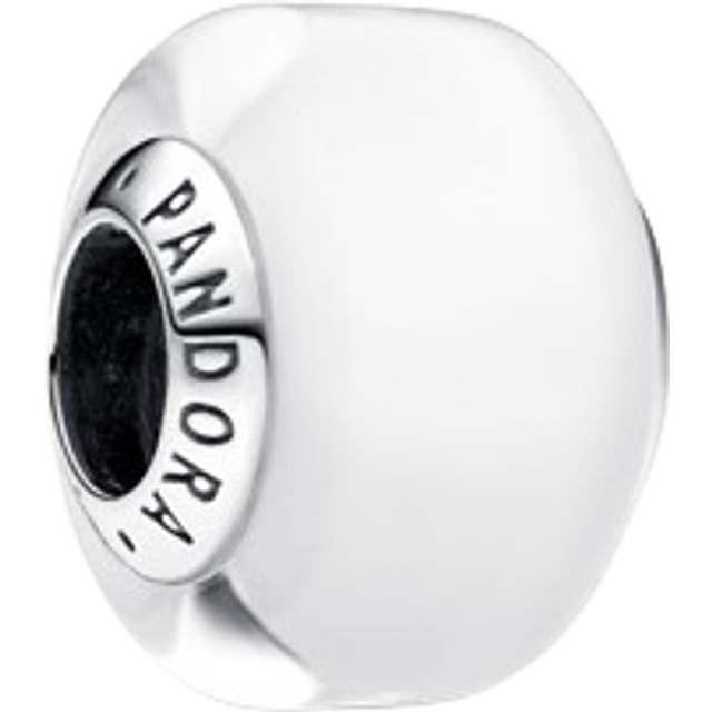 Pandora White Mini Murano Glass Charm - Murano glass / Sterling silver / White - one size