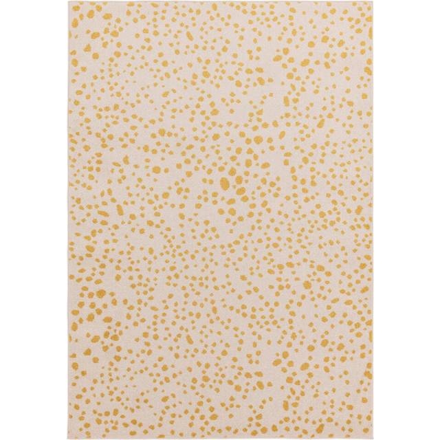 (Large 160x230cm) Muse MU12 Abstract Spotty Woven Rugs in Yellow Cream