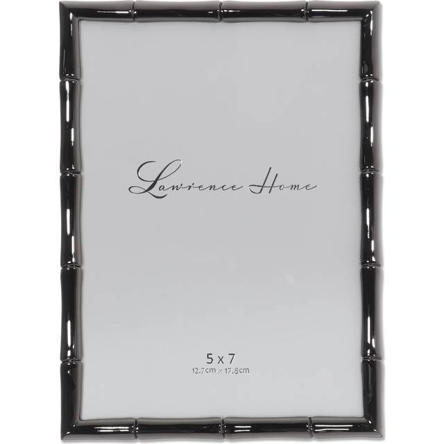 Lawrence Frames 5x7 Black Polished Metal Picture Frame with Bamboo Design