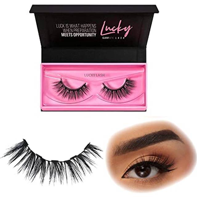 Glamnetic Magnetic Eyelashes - Lucky | Short Magnetic Lashes  60 Wears Reusable High Volume Faux Mink Lashes  Cat Eye Flared - 1 Pair