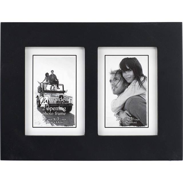 Malden Double 2x3 Picture Frame - Wide Real Wood Molding  Real Glass - Black