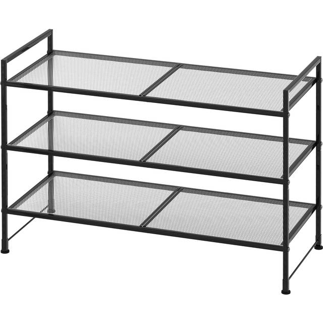 Simple Houseware Stackable Mesh Shoe Rack  Black