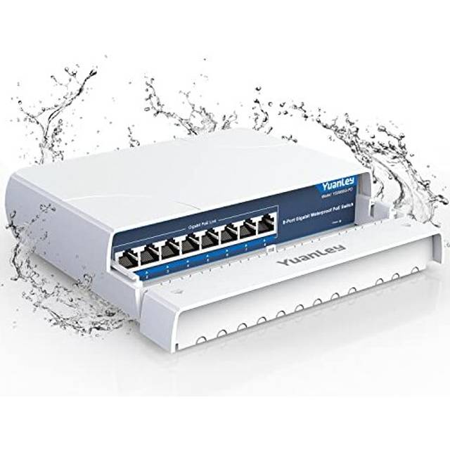8-Port PoE Switch Gigabit- Waterproof Outdoor Ethernet Unmanaged Network Switch 1000Mbps, 120W Built-in Power, IEEE802.3af/at Support and Plug & Play,