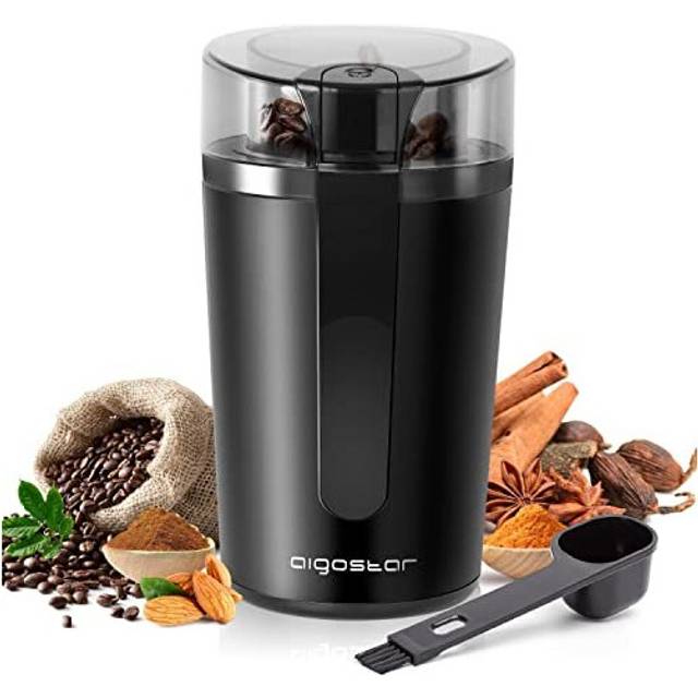 Aigostar Coffee Grinder Electric with Removable Lid, Grinder for Coffee Bean, Pepper, Grain, Spice, Nuts Safe 304 Stainless Steel Blades, Powerfu
