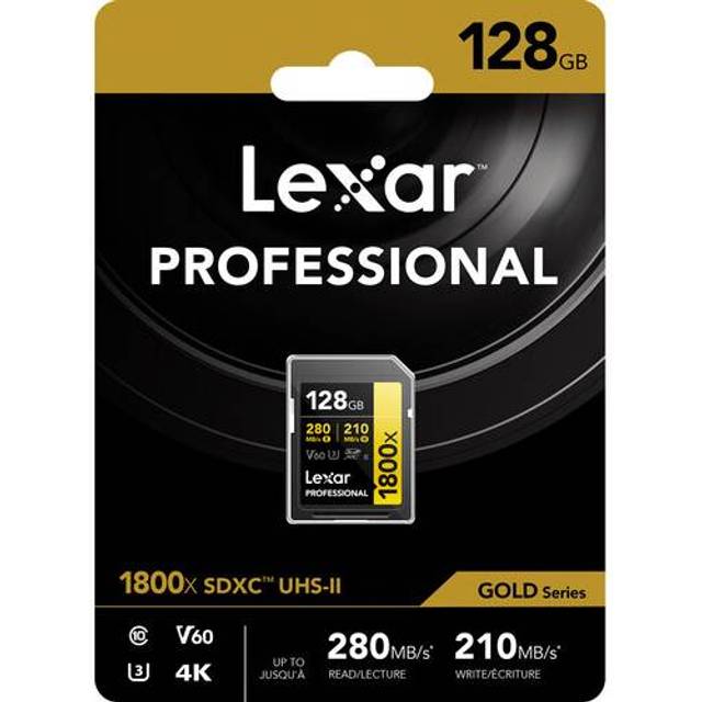 Lexar 128GB Professional 1800x 270MB/Sec UHS-II V60 SDXC Card