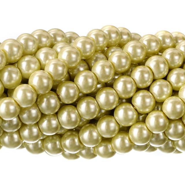 RUBYCA 200Pcs Czech Tiny Satin Luster Glass Pearl Round Beads DIY Jewelry Making 4mm Light Yellow