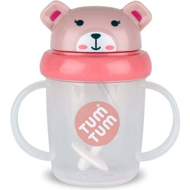 TUM TUM Tippy Up Betsy Bear Baby Cup with Weighted Straw, 200ml, Pink