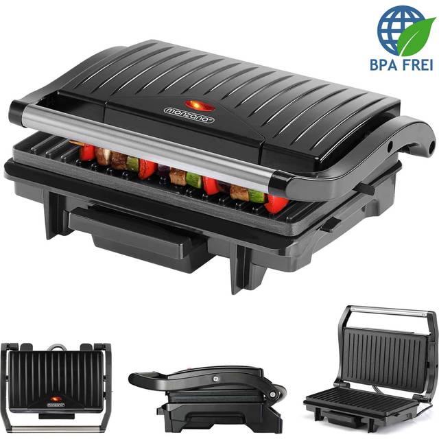 Contact Grill 1500W Non-Stick Coating BPA-Free Cool-Touch Handle Removable Drip Tray Table Grill Sandwich Maker - Monzana
