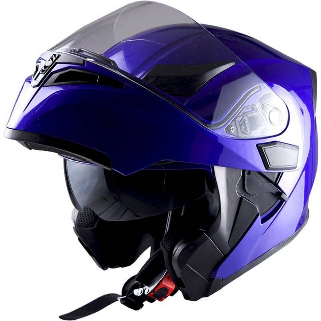 1Storm Motorcycle Modular Full Face Helmet Flip up Dual Visor Sun Shield: HB89 glossy Blue