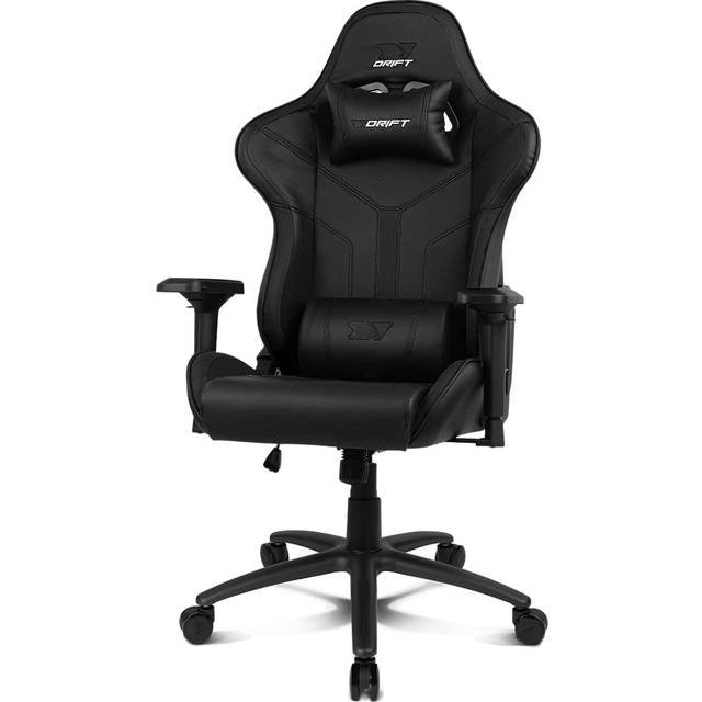 DRIFT Gaming Chair DR350 -DR350BK - Professionell spelstol, konstläder, 4D armstöd, tysta hjul, klass 4-kolv, lutning, ländryggs-/cervikal kudde, svart/röd