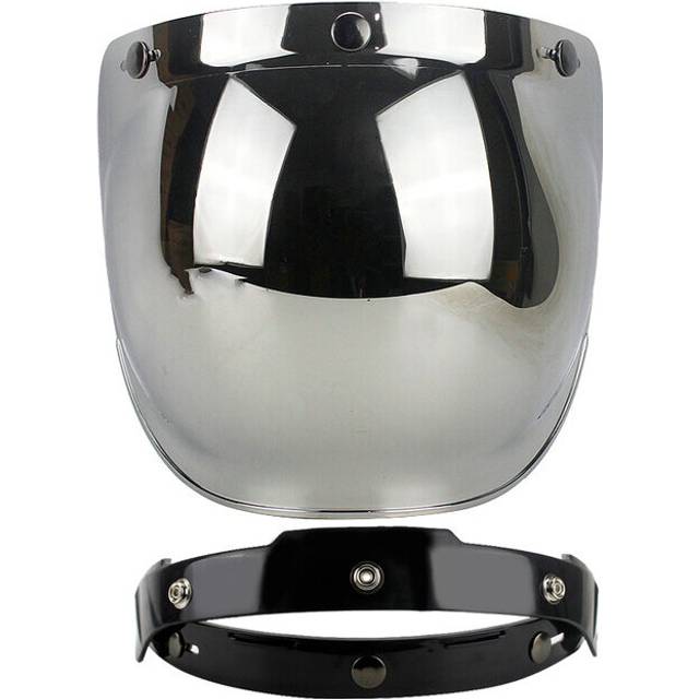 (B6) 3-snap open face helmet visor vintage retro motorcycle helmet bubble shield