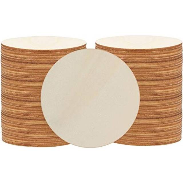 50 Pack Wooden Unfinished Round Circles - 7.6cm/3 inches with 3mm Thickness - Plain Natural Blank Wood Discs Slices Cutouts for Crafts, Coasters, Home